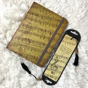 Peter Pauper Press Music Journal and Beaded Tassels Music Bookmark Set